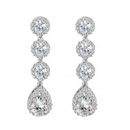 Rhodium Plated With Clear CZ Earrings