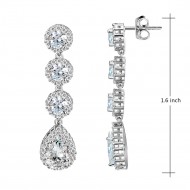 Rhodium Plated With Clear CZ Earrings