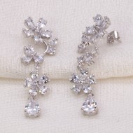 Rhodium Plated with Cubic Zirconia Dangle and Drop Earrings