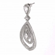 Rhodium Plated wiht Clear Cubic Zirconia Earrings