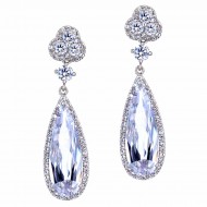 Rhodium Plated with Cubic Zirconia Dangle and Drop Earrings Earrings