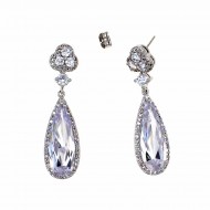 Rhodium Plated with Cubic Zirconia Dangle and Drop Earrings Earrings