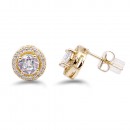 Rhodium Rose Gold Plated Stud Earrings with round CZ