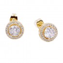 Gold Plated Stud Earrings with round CZ