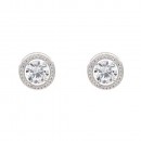 Rhodium Rose Gold Plated Stud Earrings with round CZ
