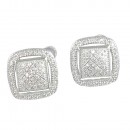 Rhodium Plated With AAA Cubic Zirconia Stub Earrings