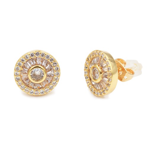 Gold Plated with Clear Cubic Zirconia Earrings