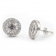 Rhodium Plated Earrings with Clear CZ
