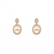 Gold Plated Earrings with Cubic Zirconia and Pearl
