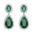 Rhodium-Plated-Tear-Drop-Earrings-with-Emerald-Green-CZ-Emerald Green