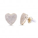 Rhodium Plated With CZ Cubic Zirconia Heart Earrings