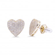 Gold Plated With Box Chain Heart Earrings