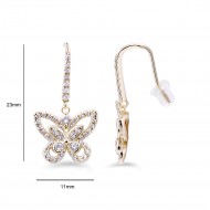 Butterfly Gold Plated With CZ  Earrings