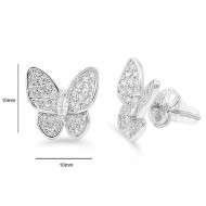 Shinny Butterfly Rhodium Plated With CZ Earrings