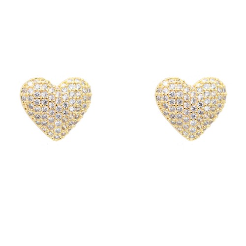 Gold Plated CZ Heart Earrings