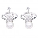 Gold Plated Pearl CZ Earrings