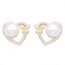 Gold Plated With Pearl CZ Earrings