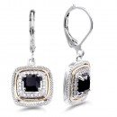Rhodium Plated with Purple CZ Stone Earring