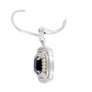 Rhodium Plated with Black CZ Stone Earring