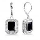 Rhodium Plated with Purple CZ Stone Earrings
