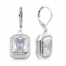 Rhodium Plated with Topaz CZ Stone Earrings