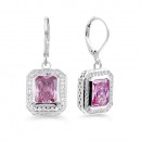 Rhodium Plated with Black CZ Stone Earrings