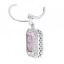 Rhodium Plated with Pink CZ Stone Earrings