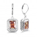Rhodium Plated with Topaz CZ Stone Earrings