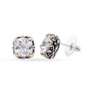 2-Tones Plated with Topaz Cubic Zirconia Earrings