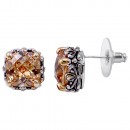 2-Tones with Clear Cubic Zirconia Earrings