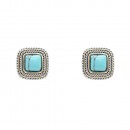 2-Tones with Turquoise of Pearl Earrings