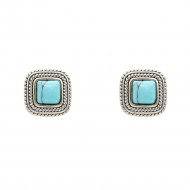 2-Tones with Turquoise of Pearl Earrings