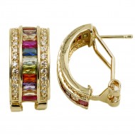 Gold Plated with Multi-Color Cubic Zirconia Earrings