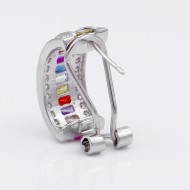 Rhodium Plated with Multi-Color Cubic Zirconia Earrings