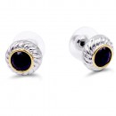 Two-Tones Plated Black CZ Earrings
