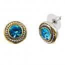 Two-Tones Plated With Aqua CZ Earrings