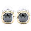Two-Tone earrings With Black CZ