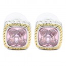 Two-Tone earrings. With Pink CZ