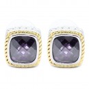 Two-Tone earrings. With Pink CZ