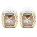Two-Tone earrings With Clear CZ
