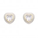 2-Tones with Clear Cubic Zirconia Earrings