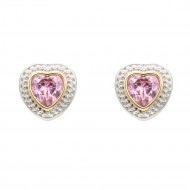 2-Tones with Pink Cubic Zirconia Earrings