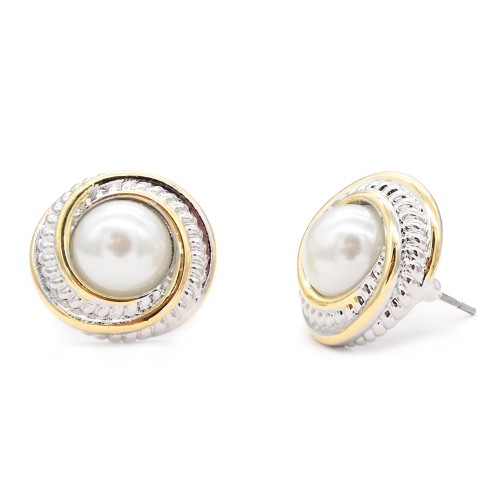 2-Tones with Pearl Earrings