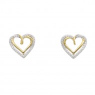 Two-Tone Plated Heart Earrings