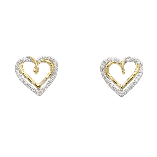 Two-Tone Plated Heart Earrings