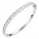 Rhodium Plated with AAA Cubic Zirconia Luxury Bangle Bracelet Evening Party Jewelry 7"