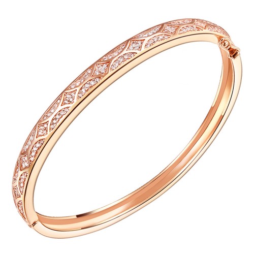 Rose Gold Plated Cubic Zirconia Arts Design Bangle 7&quot;