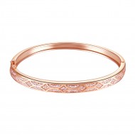 Rose Gold Plated Cubic Zirconia Arts Design Bangle 7&quot;