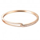 Rose Gold Plated with Hinged Bangle Bracelet AAA Cubic Zirconia 7&quot; for Women
