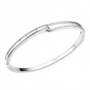 Rhodium Plated with Hinged Bangle Bracelet AAA Cubic Zirconia 7" for Women
